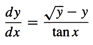 y' = (y^(1/2) - y)/tan(x)